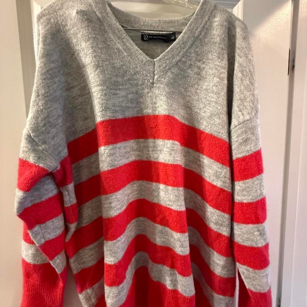 Red and grey striped sweater New York and Company Sweater